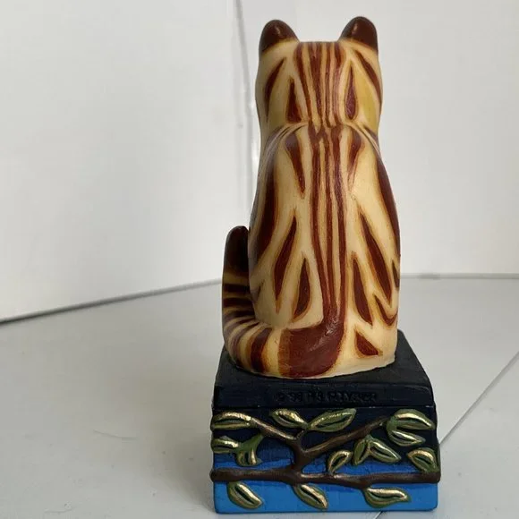 Vintage Cheshire Sphinx Figurine Trinket Box by Tyber Katz 1998 Blue Yellow